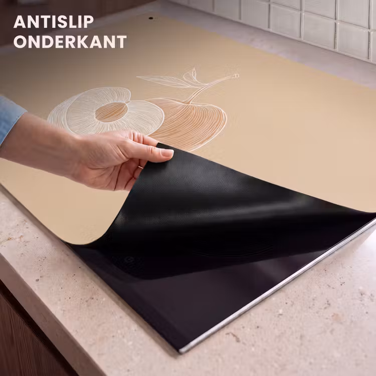 Inductie beschermer en spatscherm (2in1) - Perzik - Lijntekening - Pit - Beige — 4