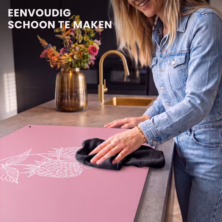 Inductie beschermer en spatscherm (2in1) - Frambozen - Steel - Getekend - Roze — 5