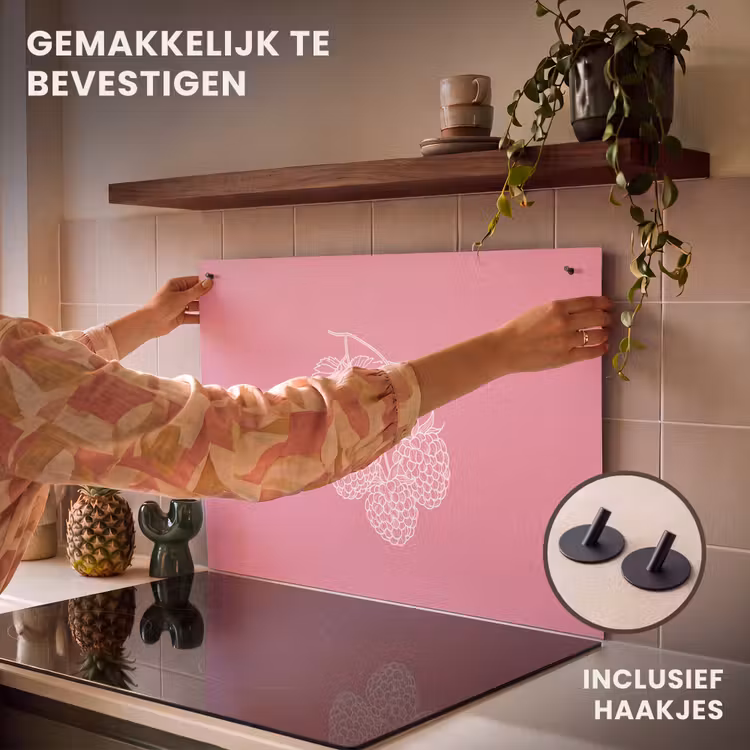 Inductie beschermer en spatscherm (2in1) - Frambozen - Steel - Getekend - Roze — 7