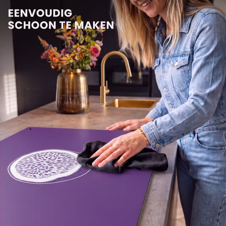 Inductie beschermer en spatscherm (2in1) - Passievrucht - Zaadjes - Paars - Minimalistisch — 5