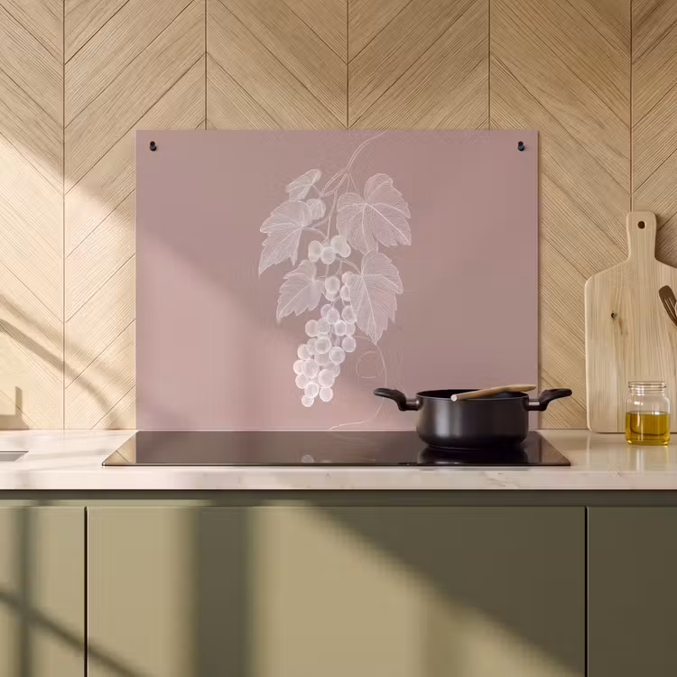 Inductie beschermer en spatscherm (2in1) - Tros - Druiven - Illustratie - Bladeren — 2