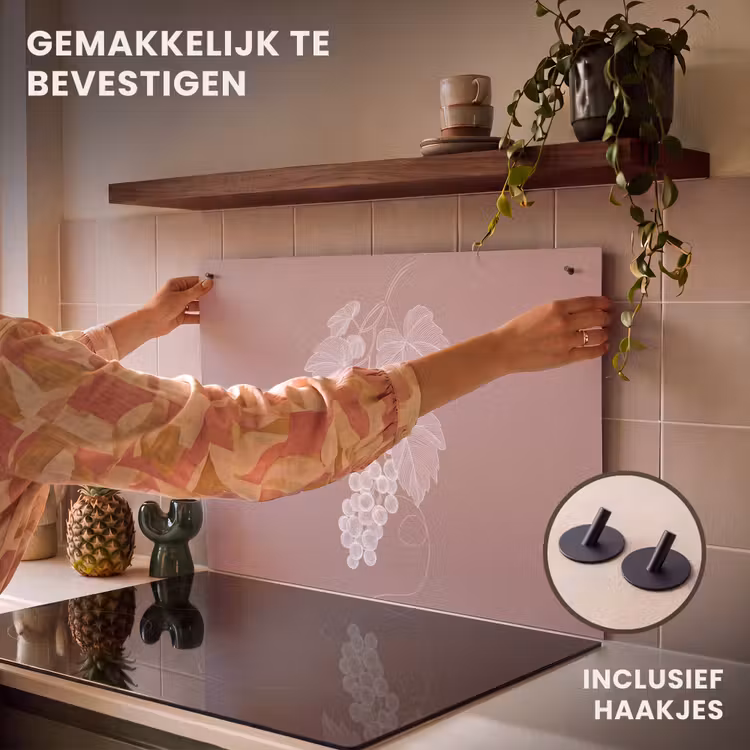 Inductie beschermer en spatscherm (2in1) - Tros - Druiven - Illustratie - Bladeren — 7