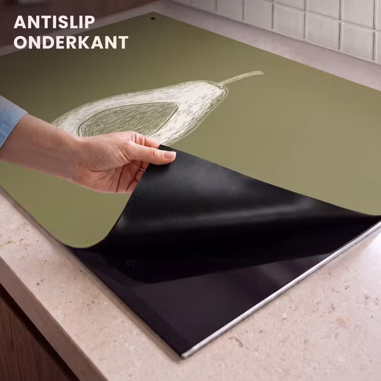 Inductie beschermer en spatscherm (2in1) - Avocado - Minimalistisch - Illustratie - Groen — 4