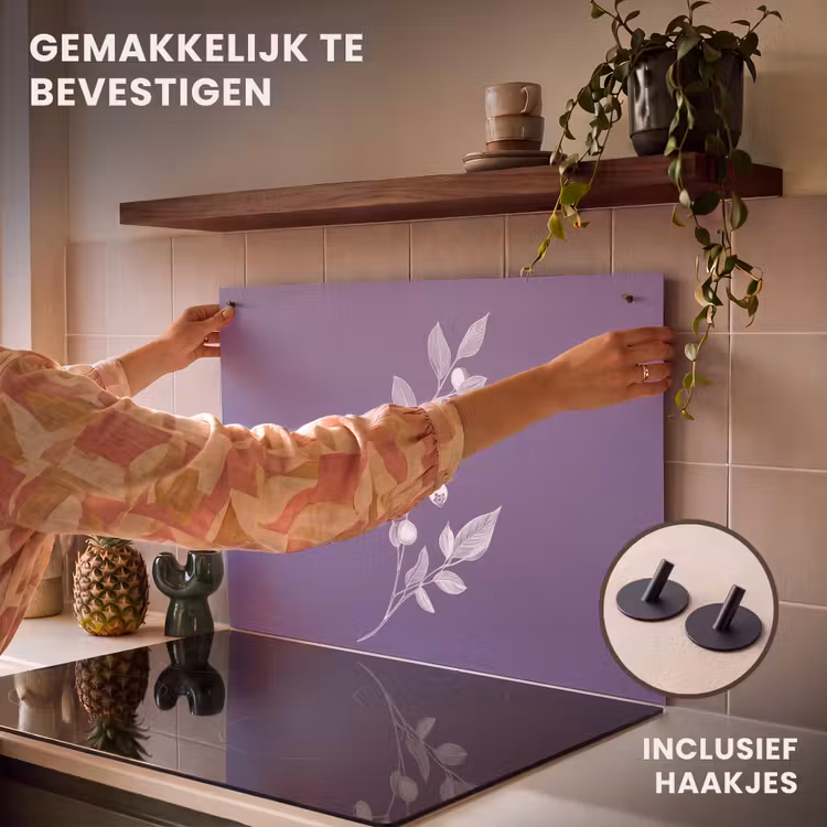 Inductie beschermer en spatscherm (2in1) - Tak - Sierlijk - Bladeren - Minimalistisch — 7