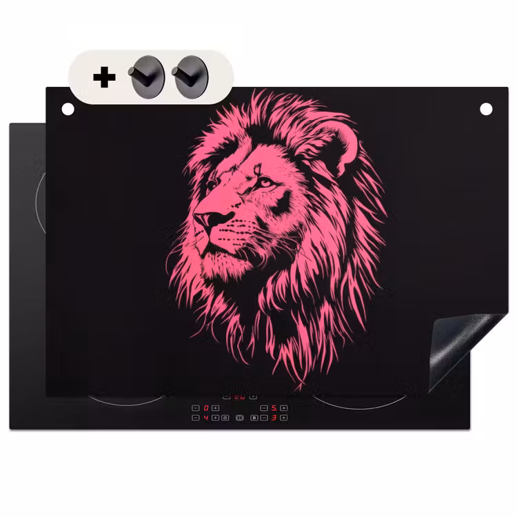 Inductie beschermer en spatscherm (2in1) - Leeuw - Zwart - Roze - Neon — 1