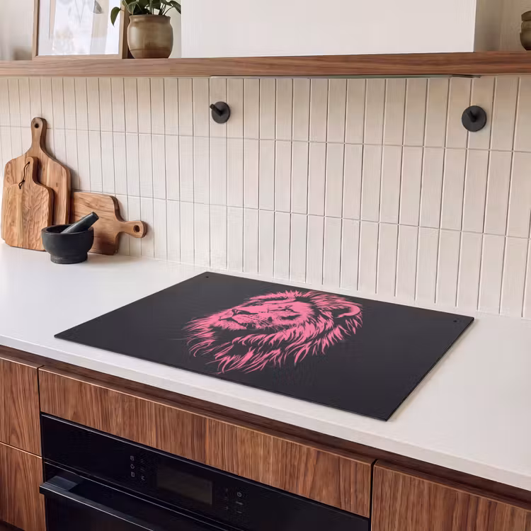 Inductie beschermer en spatscherm (2in1) - Leeuw - Zwart - Roze - Neon — 3