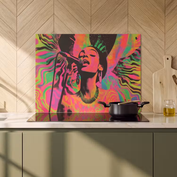 Inductie beschermer en spatscherm (2in1) - Vrouw - Microfoon - Neon — 2