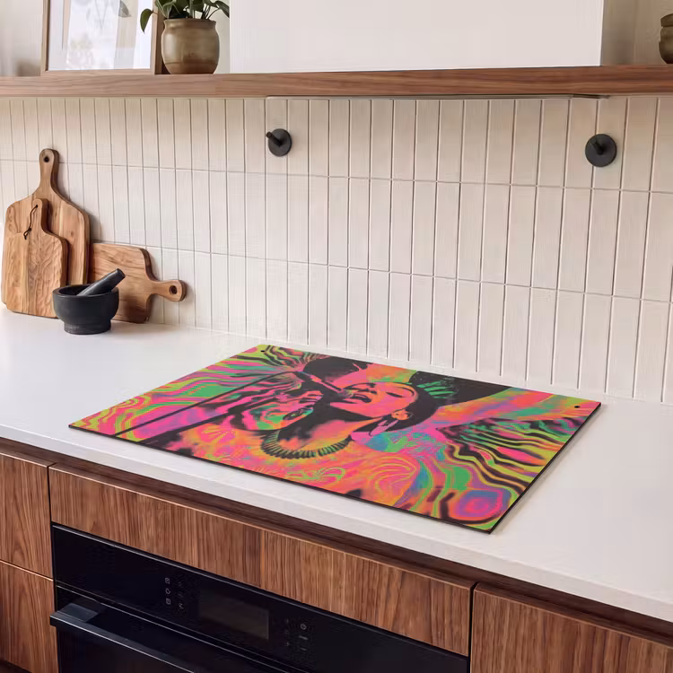 Inductie beschermer en spatscherm (2in1) - Vrouw - Microfoon - Neon — 3