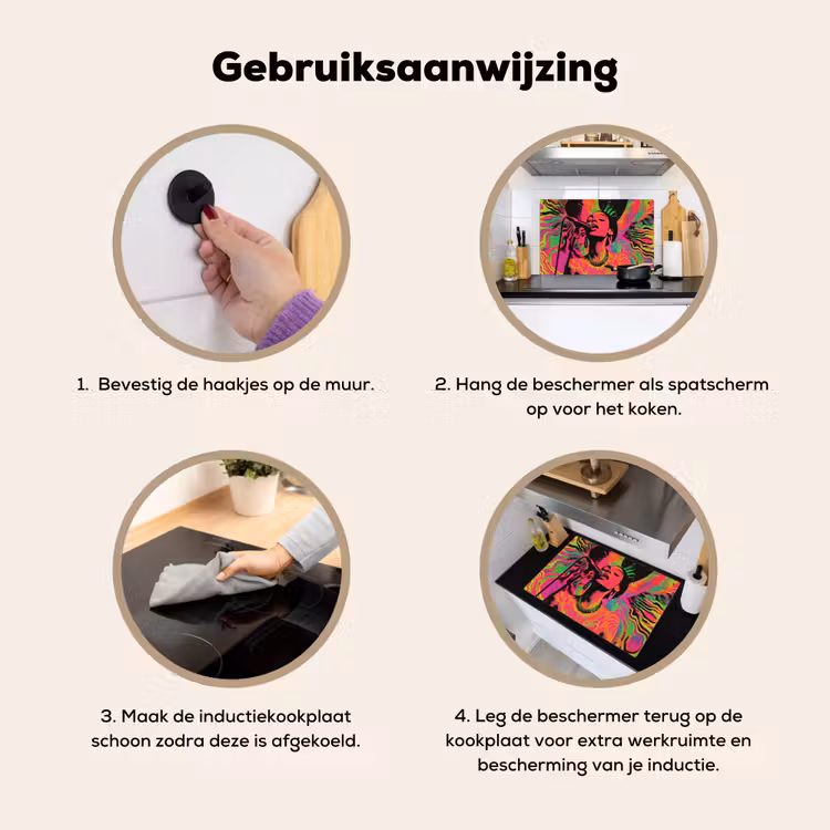 Inductie beschermer en spatscherm (2in1) - Vrouw - Microfoon - Neon — 6