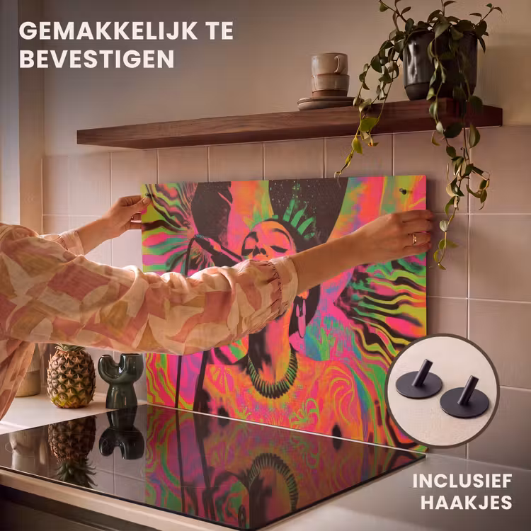Inductie beschermer en spatscherm (2in1) - Vrouw - Microfoon - Neon — 7