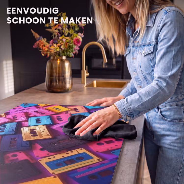 Inductie beschermer en spatscherm (2in1) - Cassetteband - Kleurrijk - Energiek — 5