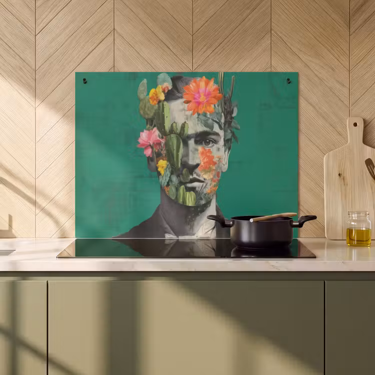 Inductie beschermer en spatscherm (2in1) - Man - Planten - Groen — 2