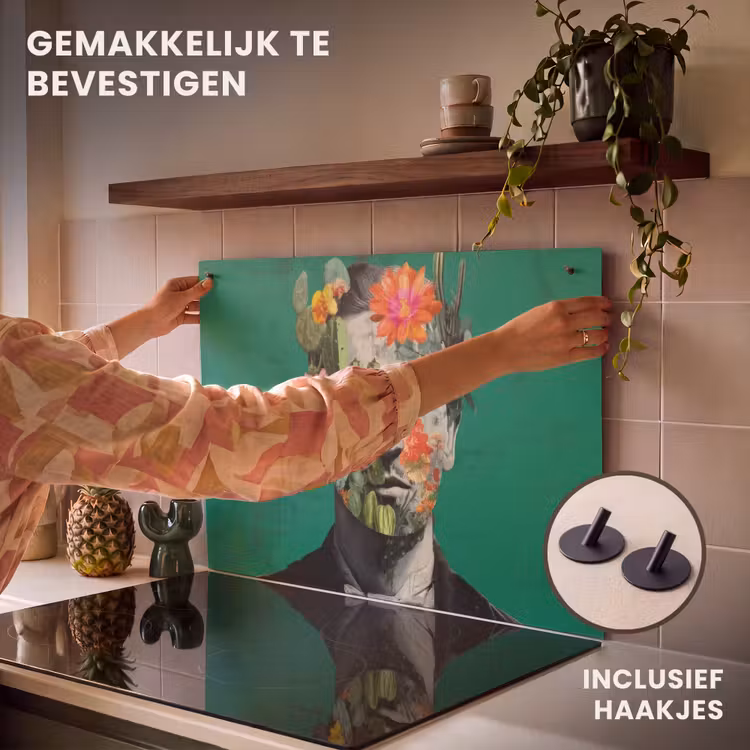 Inductie beschermer en spatscherm (2in1) - Man - Planten - Groen — 7