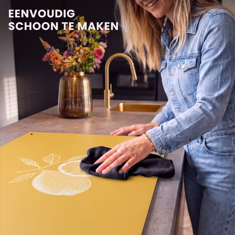 Inductie beschermer en spatscherm (2in1) - Citroenen - Illustratie - Minimalistisch - Geel — 5