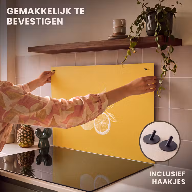 Inductie beschermer en spatscherm (2in1) - Citroenen - Illustratie - Minimalistisch - Geel — 7