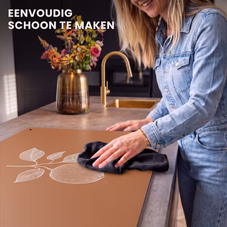 Inductie beschermer en spatscherm (2in1) - Sinaasappel - Getekend - Bladeren - Bruin — 5