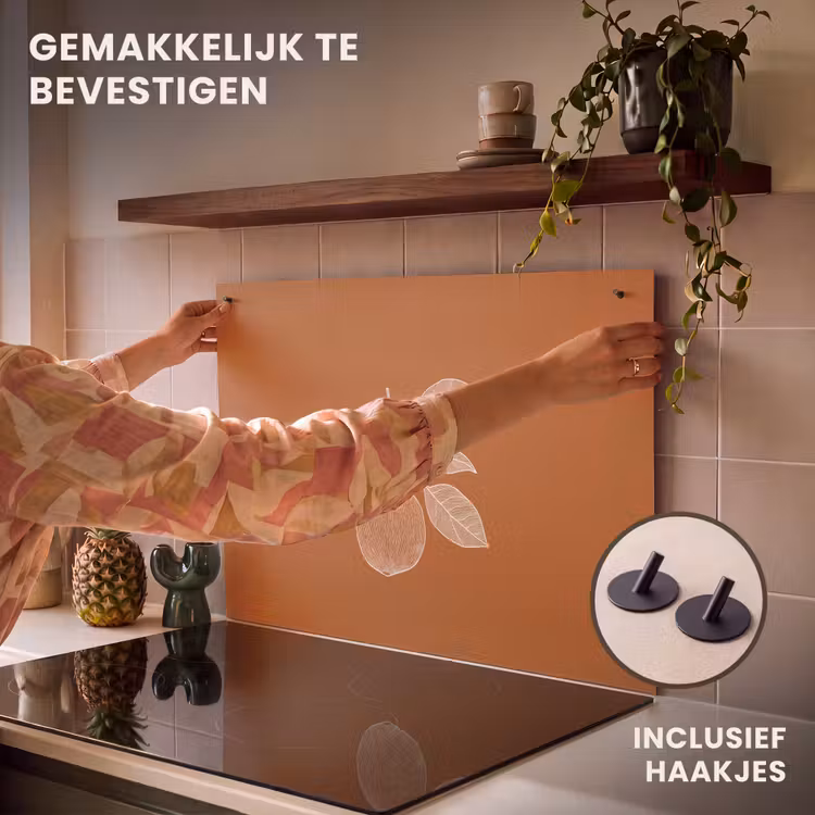 Inductie beschermer en spatscherm (2in1) - Sinaasappel - Getekend - Bladeren - Bruin — 7