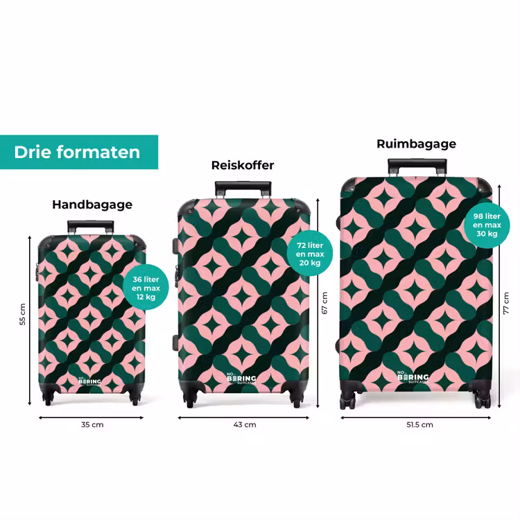 Koffer - Groen - Roze - Retro - Sterren — 8