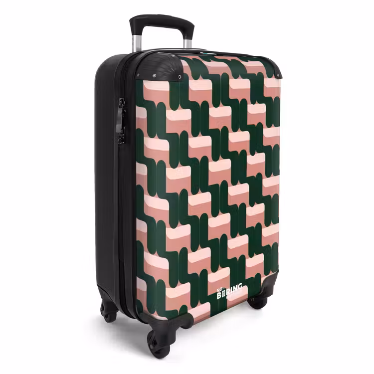 Koffer - Vlechtpatroon - Groen - Roze - Geometrisch — 2