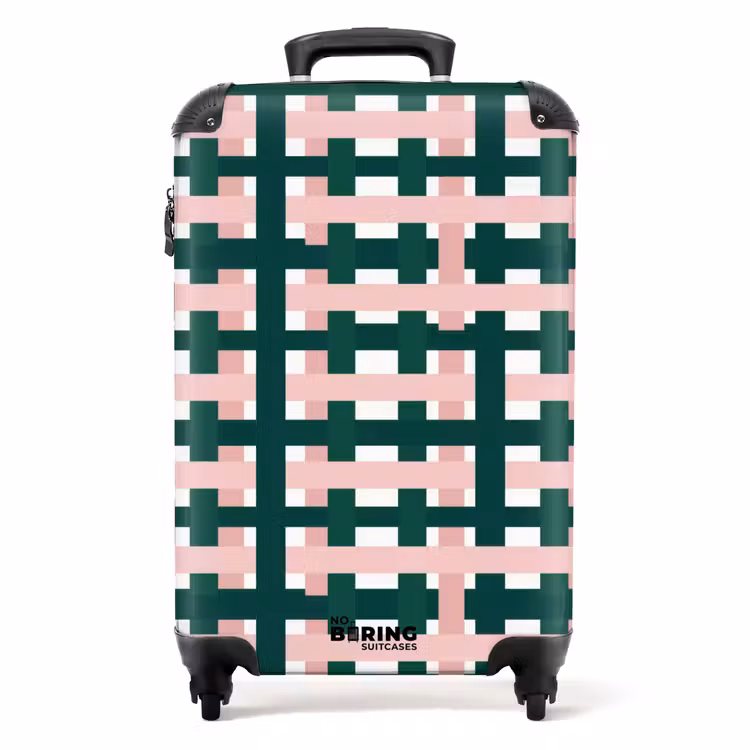 Koffer - Vlechtpatroon - Groen - Roze - Grafisch — 1