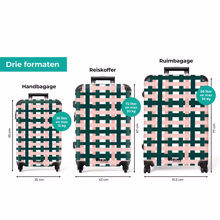 Koffer - Vlechtpatroon - Groen - Roze - Grafisch — 8