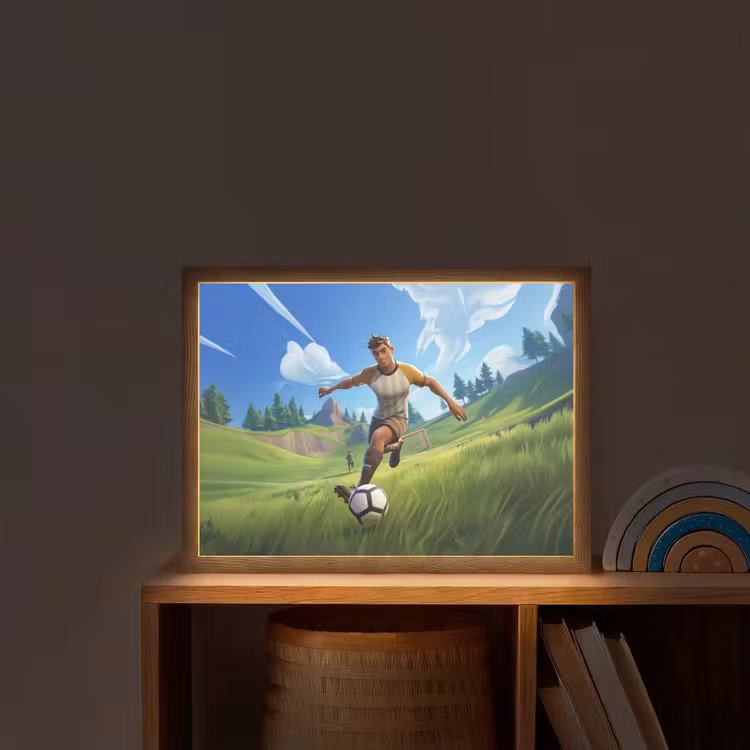 Lightbox - Wandlamp kinderkamer - Illustratie - Voetbal - Game - Grasveld — 2