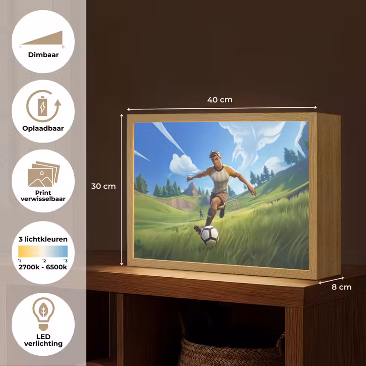 Lightbox - Wandlamp kinderkamer - Illustratie - Voetbal - Game - Grasveld — 9