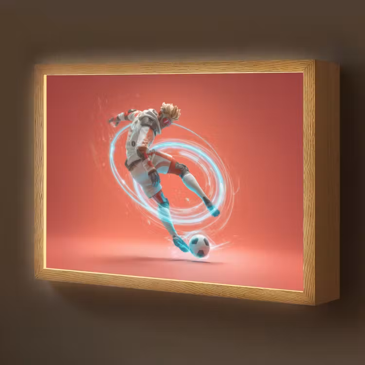 Lightbox - Wandlamp kinderkamer - Voetballer - Bal - Lichtcirkel - Rood — 1
