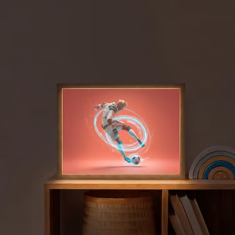 Lightbox - Wandlamp kinderkamer - Voetballer - Bal - Lichtcirkel - Rood — 2