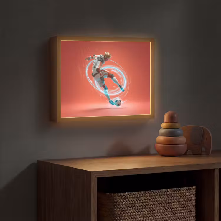 Lightbox - Wandlamp kinderkamer - Voetballer - Bal - Lichtcirkel - Rood — 4