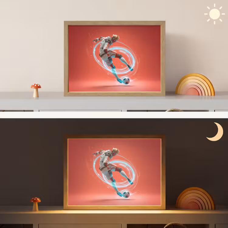 Lightbox - Wandlamp kinderkamer - Voetballer - Bal - Lichtcirkel - Rood — 6