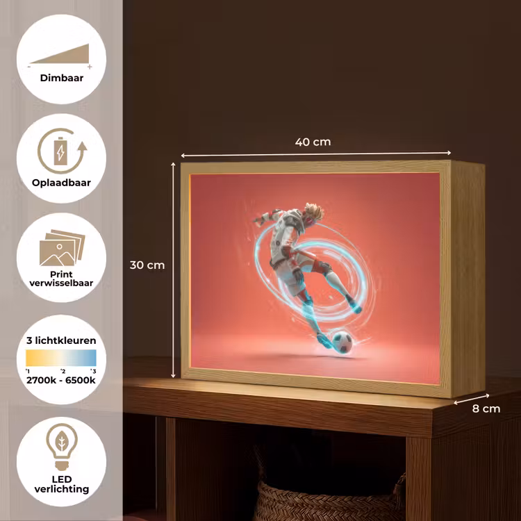 Lightbox - Wandlamp kinderkamer - Voetballer - Bal - Lichtcirkel - Rood — 9