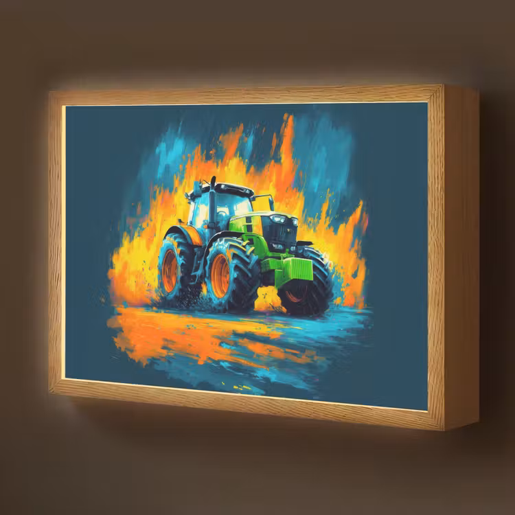 Lightbox - Wandlamp kinderkamer - Abstract - Tractor - Groen — 1