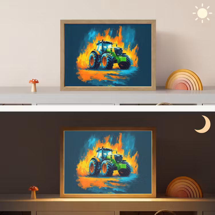 Lightbox - Wandlamp kinderkamer - Abstract - Tractor - Groen — 6