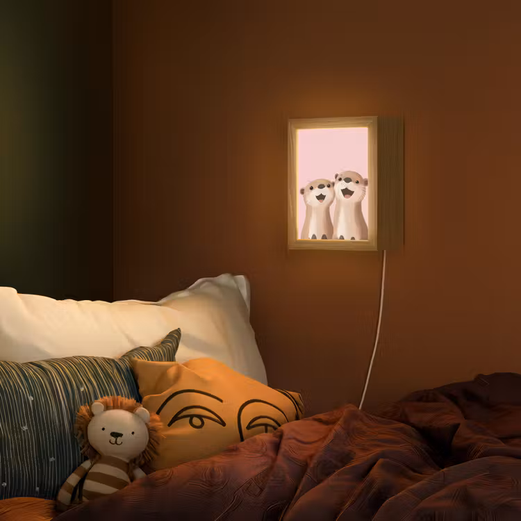 Lightbox - Wandlamp kinderkamer - Otters - Glimlach - Bruin — 2