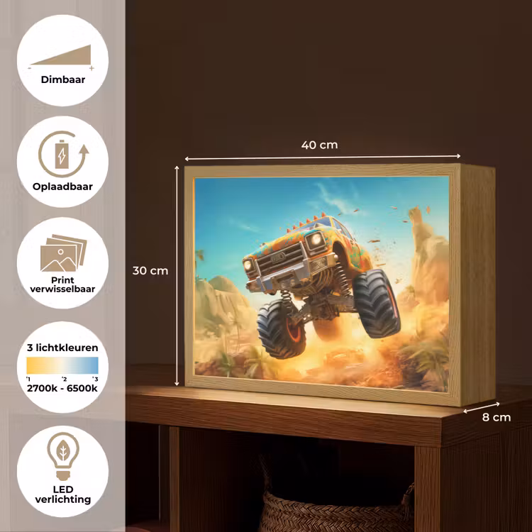 Lightbox - Wandlamp kinderkamer - Monstertruck - Kind - Jongen - Auto — 9