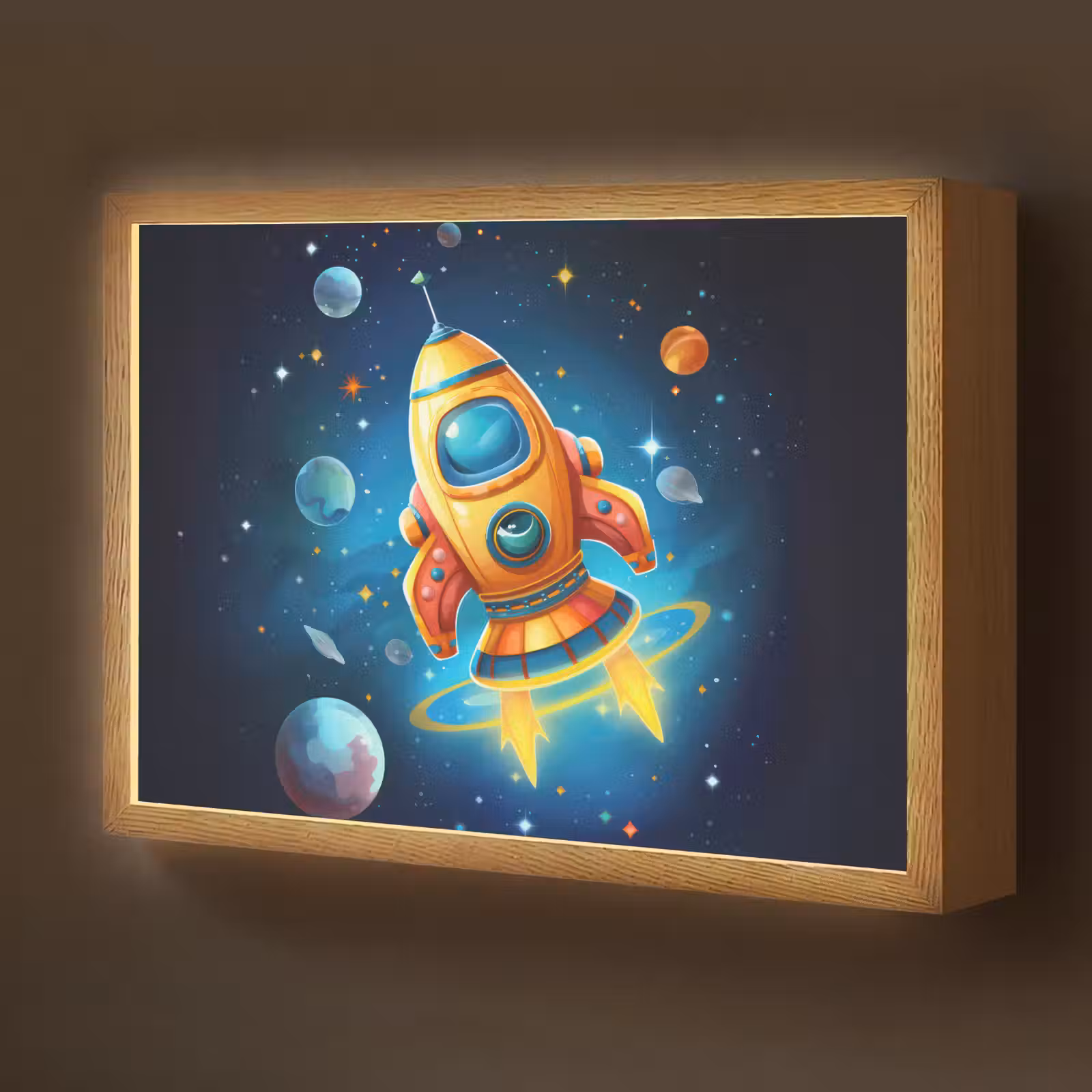 Lightbox - Wandlamp kinderkamer - Raket - Ruimte - Planeten - Kinderen - Jongen — 1
