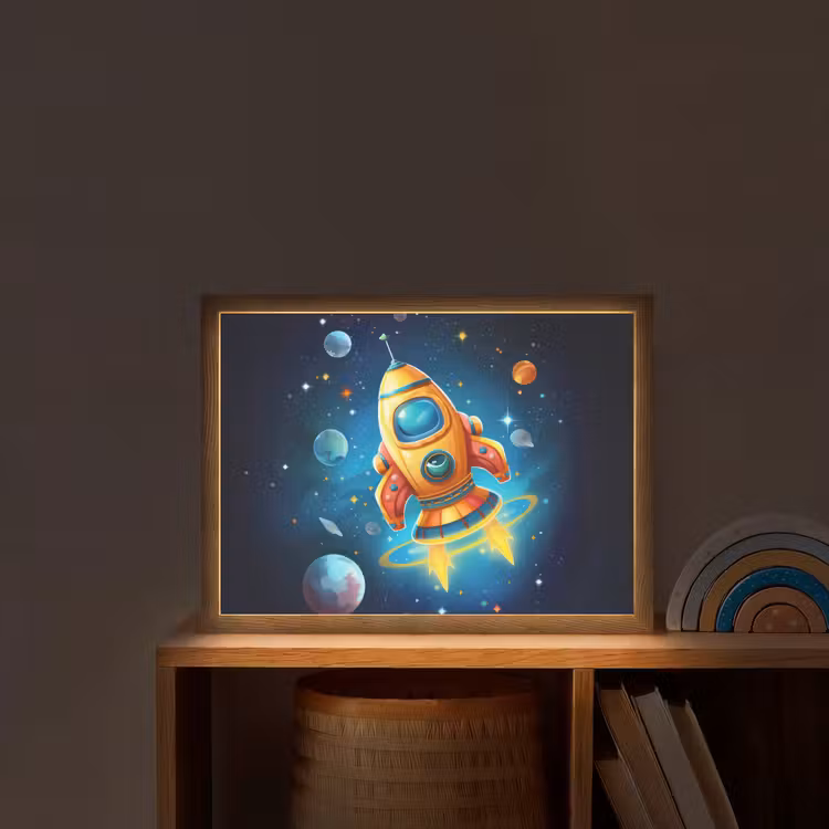 Lightbox - Wandlamp kinderkamer - Raket - Ruimte - Planeten - Kinderen - Jongen — 2