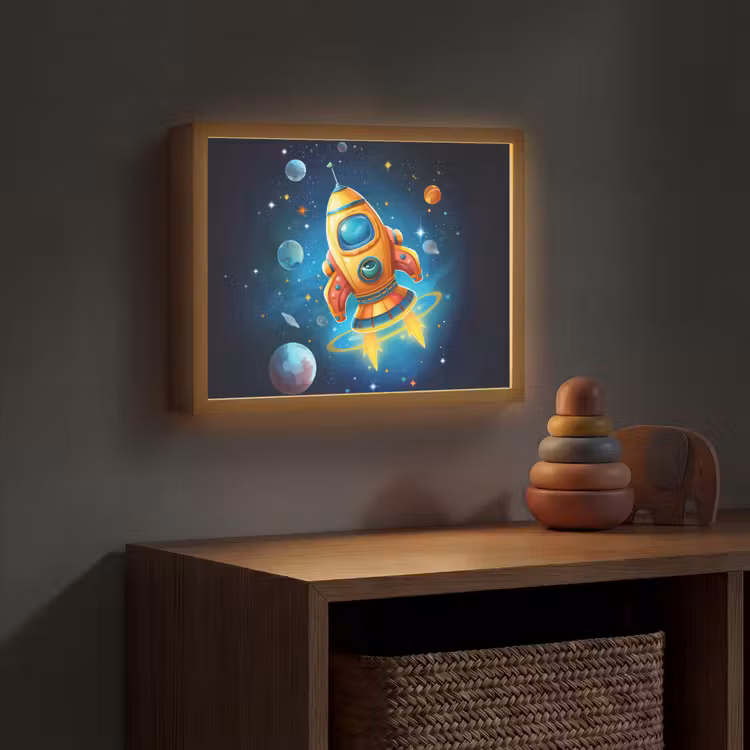 Lightbox - Wandlamp kinderkamer - Raket - Ruimte - Planeten - Kinderen - Jongen — 4
