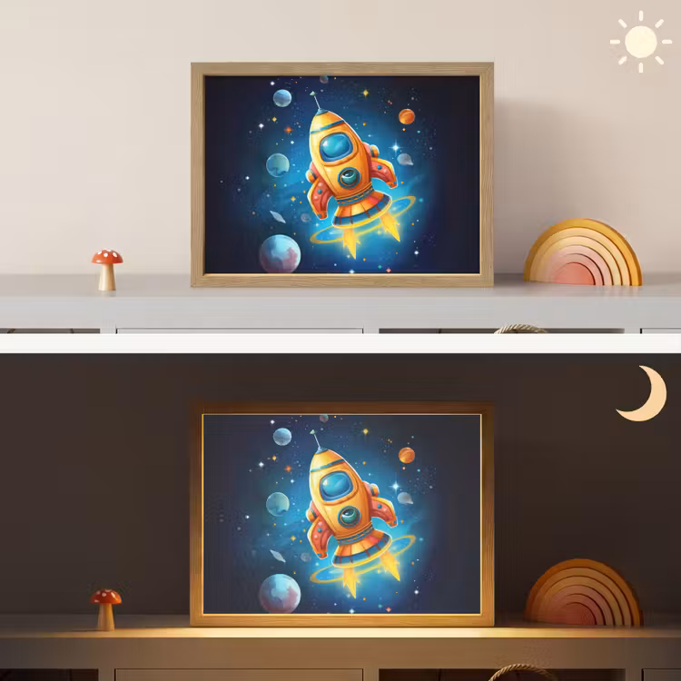 Lightbox - Wandlamp kinderkamer - Raket - Ruimte - Planeten - Kinderen - Jongen — 6