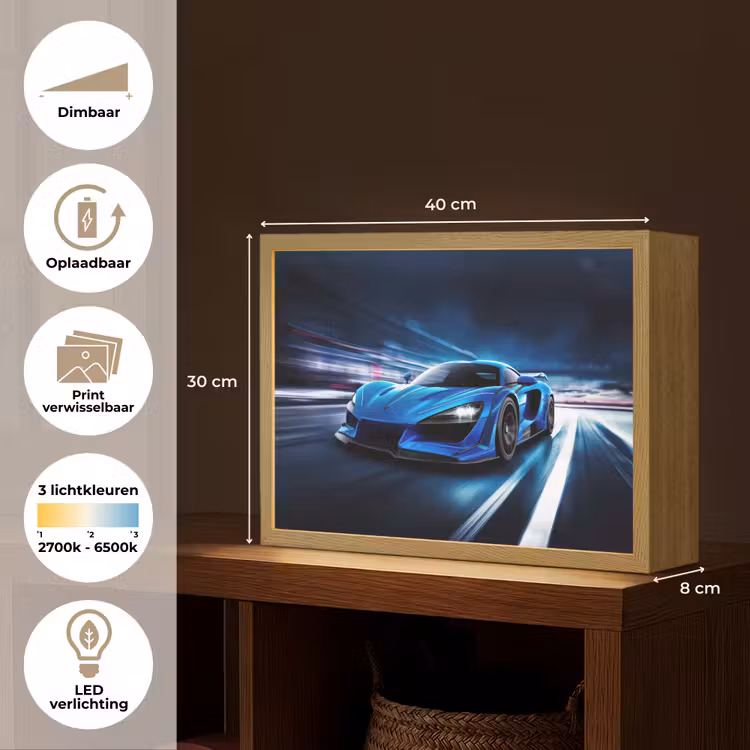 Lightbox - Wandlamp kinderkamer - Auto - Blauw - Jongens - Kind — 9
