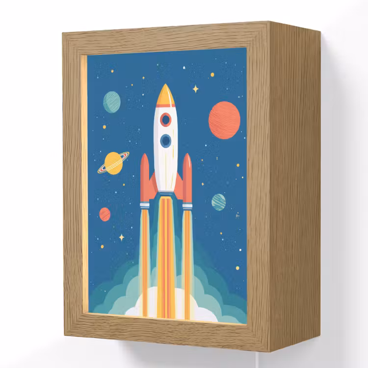 Lightbox - Wandlamp kinderkamer - Raket - Planeten - Ruimte — 1