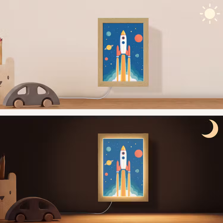 Lightbox - Wandlamp kinderkamer - Raket - Planeten - Ruimte — 4