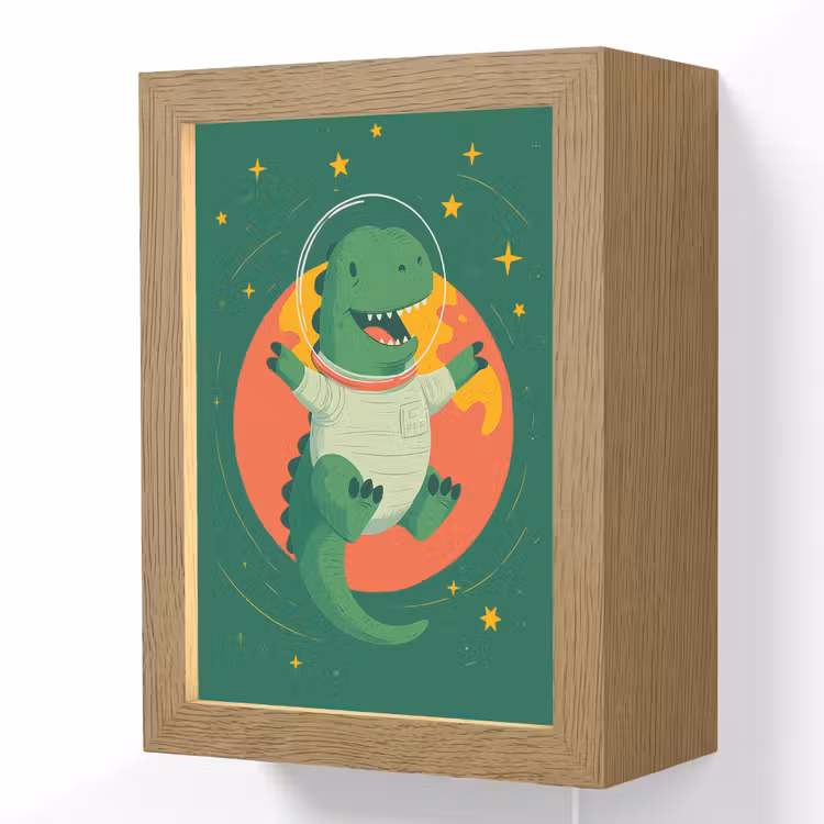 Lightbox - Wandlamp kinderkamer - Dino - Groen - Planeet — 1
