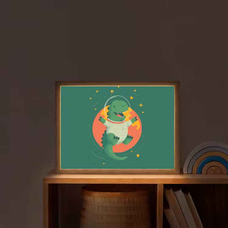 Lightbox - Wandlamp kinderkamer - Dino - Groen - Planeet — 2