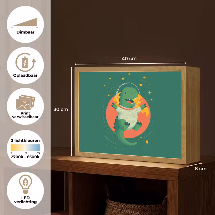 Lightbox - Wandlamp kinderkamer - Dino - Groen - Planeet — 9