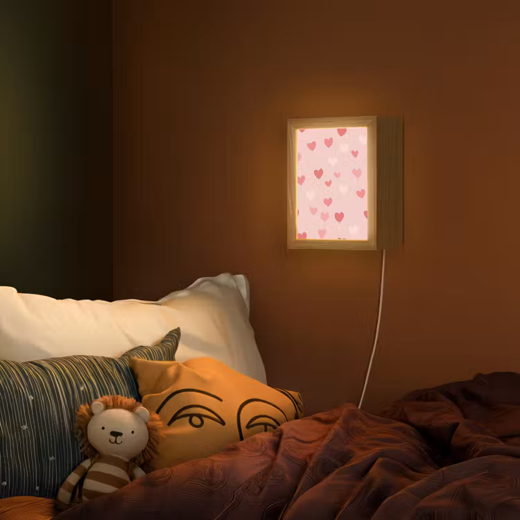 Lightbox - Wandlamp kinderkamer - Hartjes - Patroon - Roze — 2