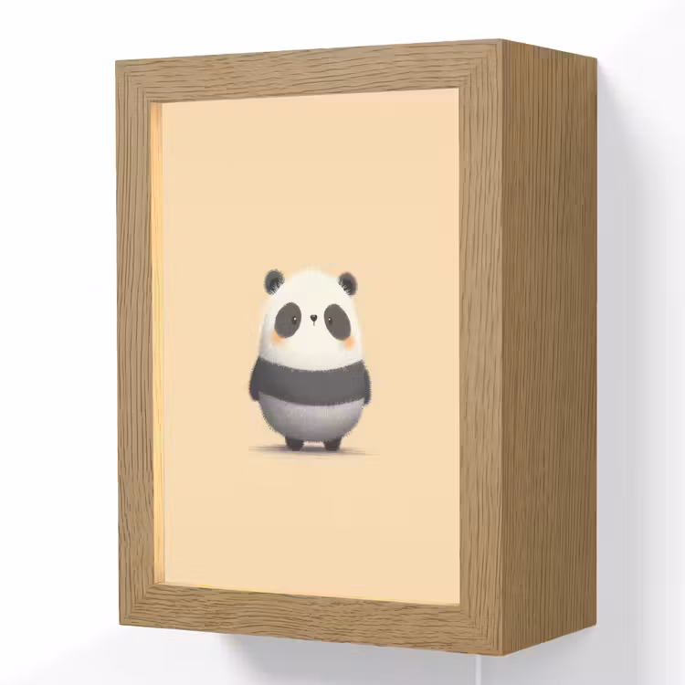 Lightbox - Wandlamp kinderkamer - Panda - Beige - Minimalistisch — 1