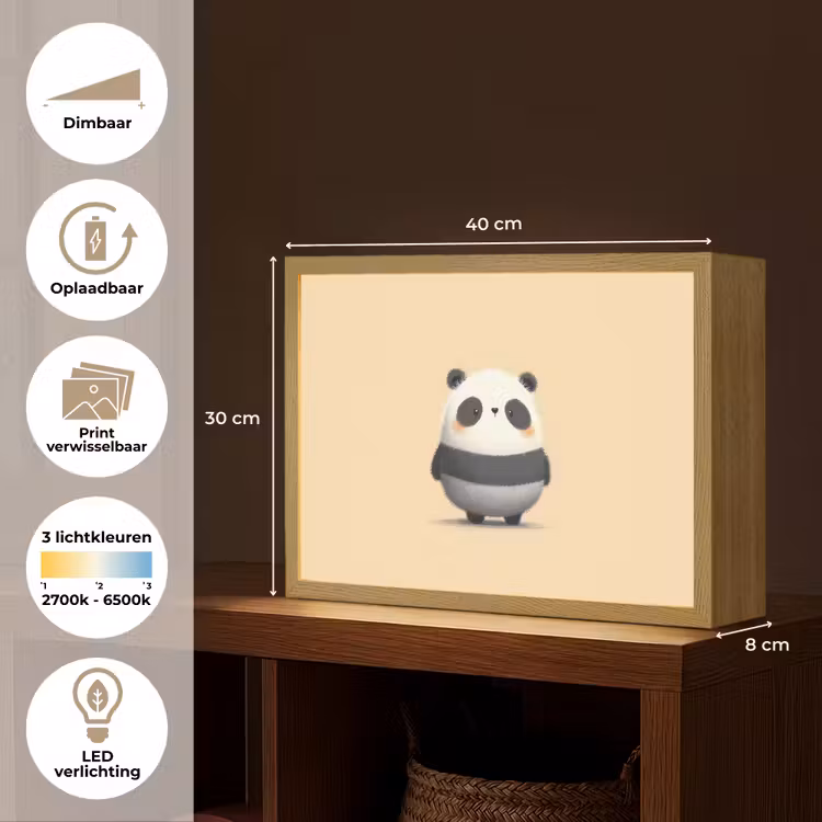 Lightbox - Wandlamp kinderkamer - Panda - Beige - Minimalistisch — 9