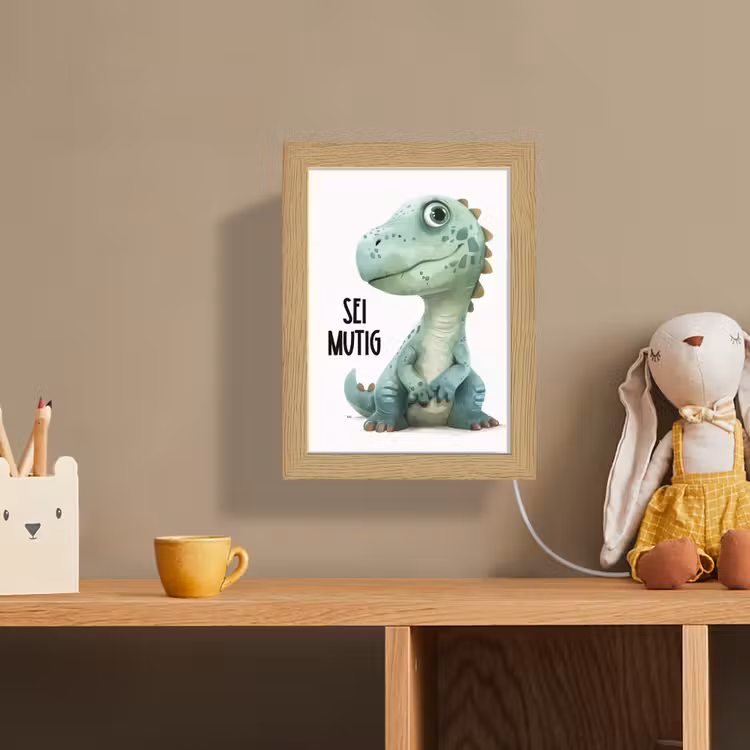 Lightbox - Wandlamp kinderkamer - Draak - Wees moedig - Quote — 3